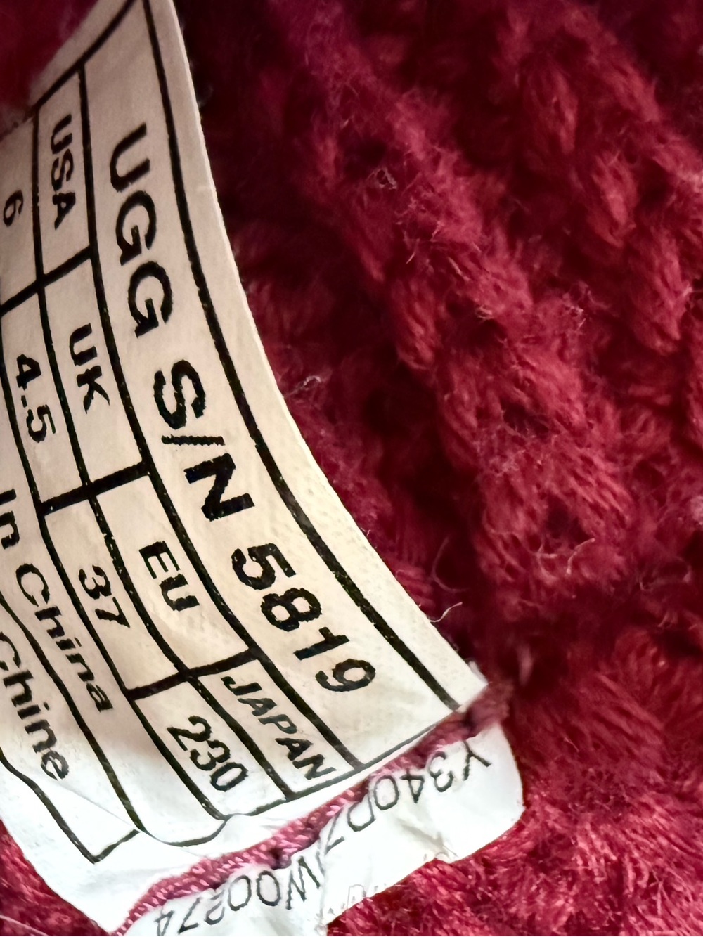 UGG Australia Lattice Cardy Burgundy Knit Boots Wood-tone Buttons